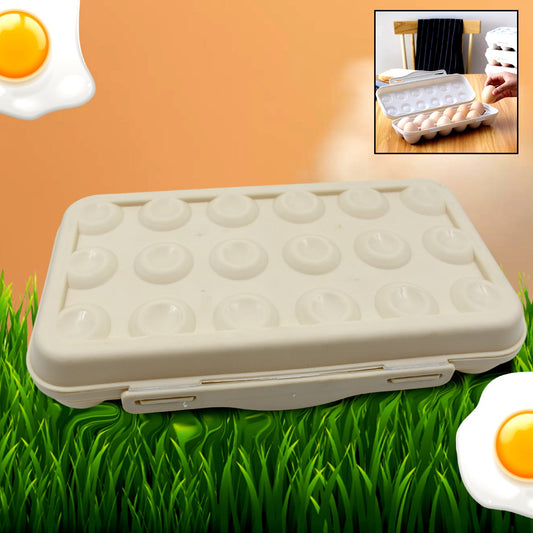 5727 18 Grid Egg Holder Storage, Shock-Proof Egg Container with Buckle, Egg Carrier, Egg Tray, Egg Shelter, Effective Full Seal, Egg House use for Fridge, Camping, Kitchen