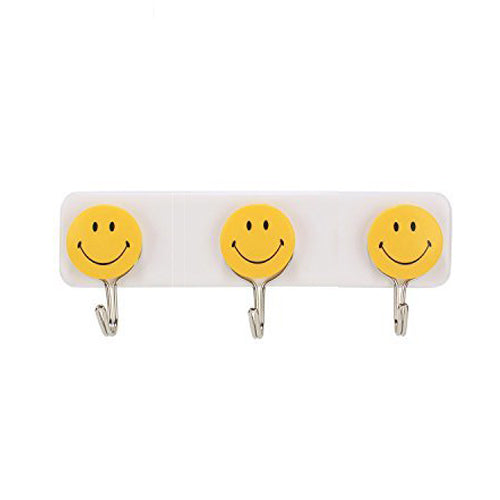 1111 Self Adhesive Smiley Face Wall Hooks (Pack of 3) 