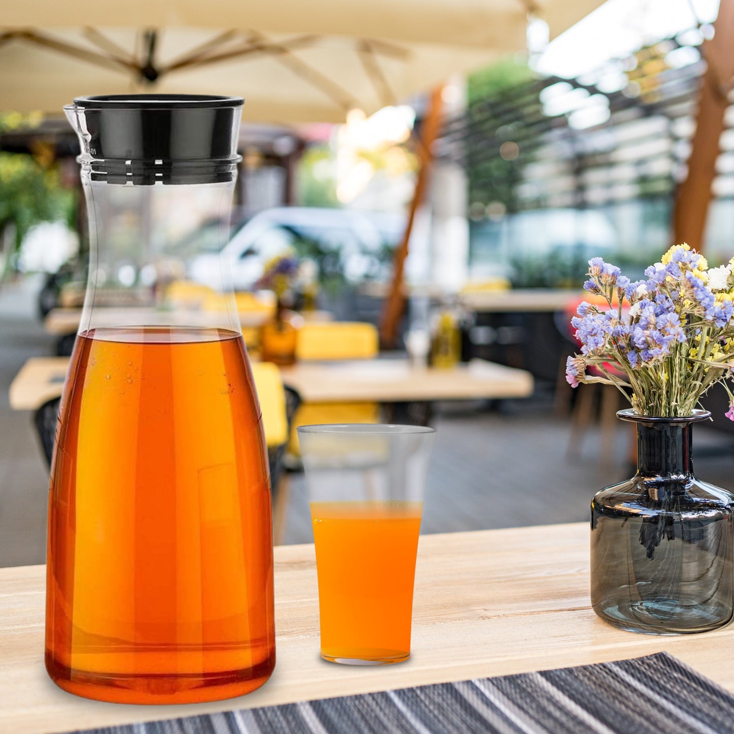 076_Transparent Unbreakable Water Juicy Jug and 6 Pcs. Glass Combo Set for Dining Table Office Restaurant Pitcher 