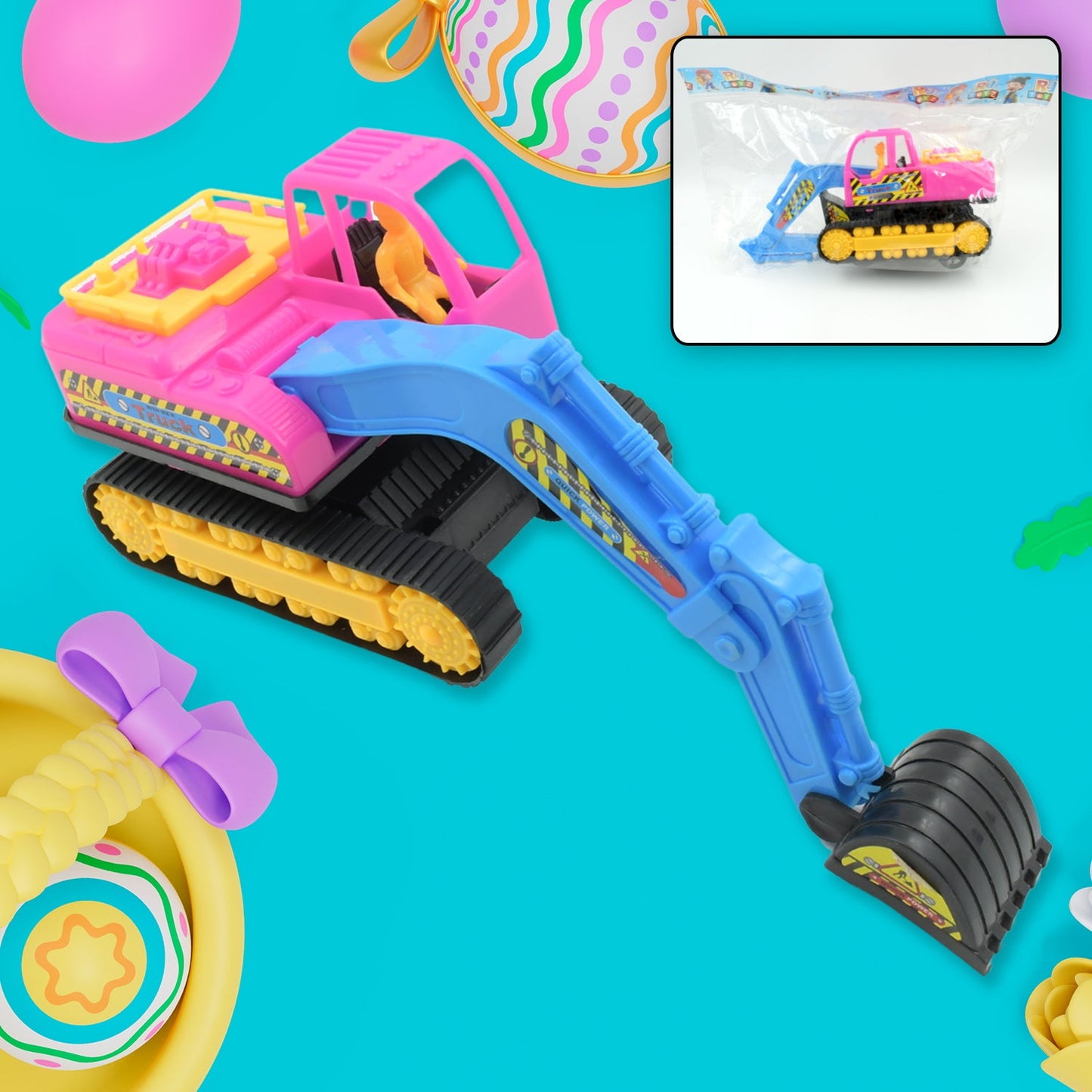 3254 Friction Powered Construction JCB for Kids, Plastic Moving Smooth, Construction Vehicles for Kids | Construction Toy | Pull Back | Toys Mini Construction Series (1 Pc)