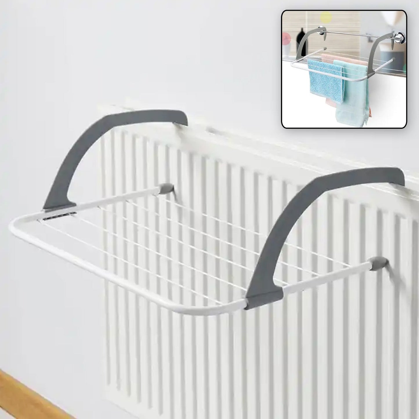 6123 Metal Steel Folding Drying Rack for Clothes Balcony Laundry Hanger for Small Clothes Drying Hanger Metal Clothes Drying Stand, Socks and Plant Storage Holder Outdoor / Indoor Clothes-Towel Drying Rack Hanging on The Door Bathroom (50x35 Cm)