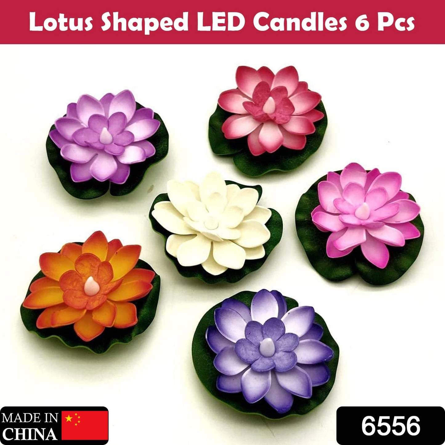 6556 Water Floating Smokeless Candles & Lotus Flowers Sensor Led TeaLight for Outdoor and Indoor Decoration - Pack of 6 Candle (Pack of 6)