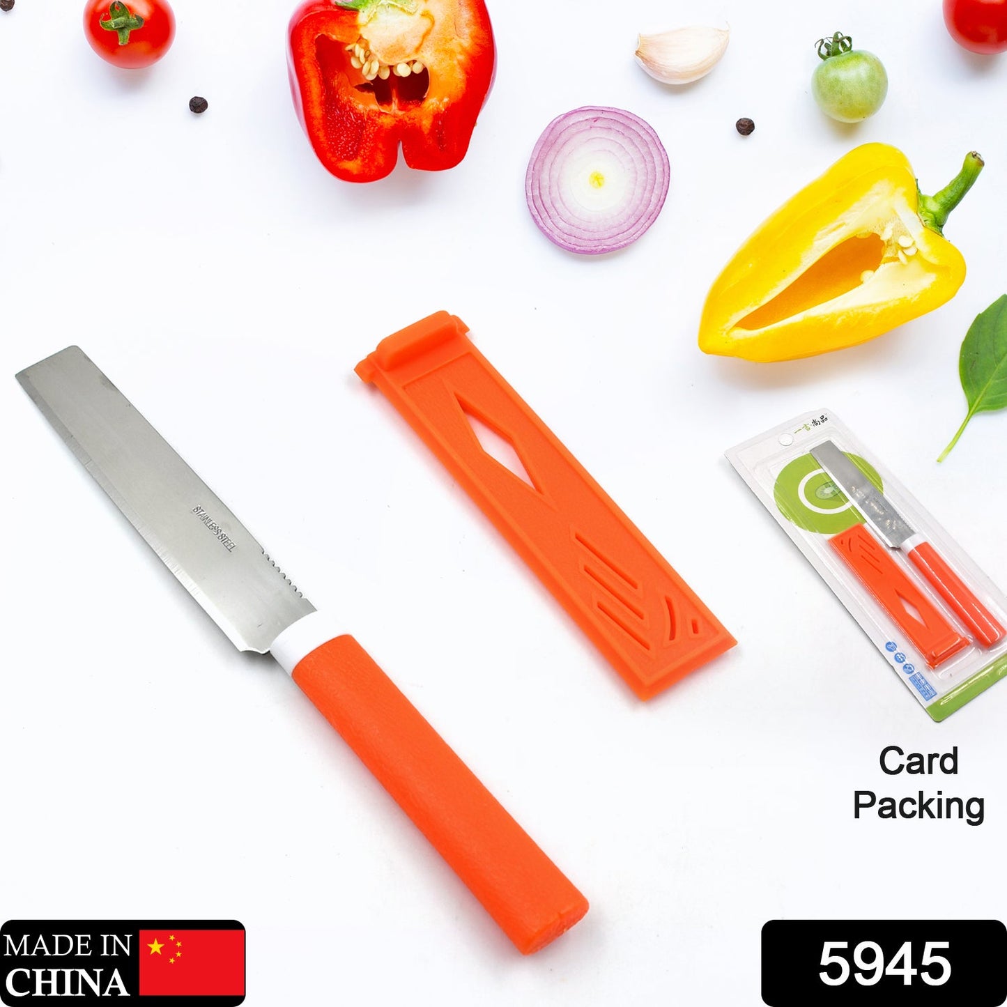 5945 Stainless Steel Knife For Kitchen Use, Knife Set, Knife & Non-Slip Handle With Blade Cover Knife