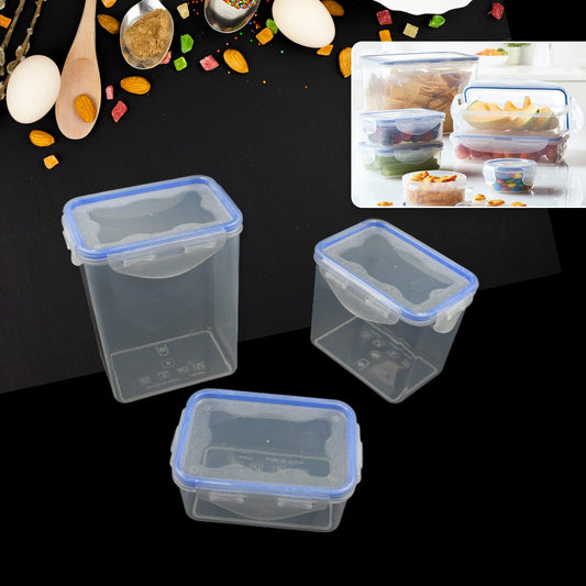 5496 Kitchen Storage Container Set with Food Grade Plastic and Air Seal Lock Lid for Storage of Grocery, Spices, Dry fruits Use For Home, Office, Restaurant, Canteens (3 Piece Set)