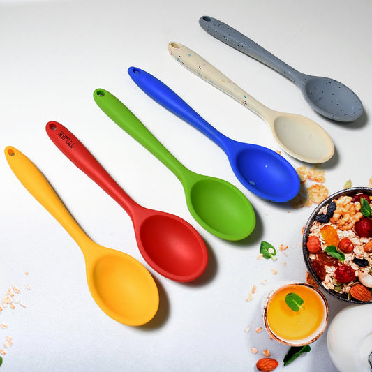 Multipurpose Silicone Spoon, Silicone Basting Spoon Non-Stick Kitchen Utensils Household Gadgets Heat-Resistant Non Stick Spoons Kitchen Cookware Items For Cooking and Baking (6 Pcs Set)