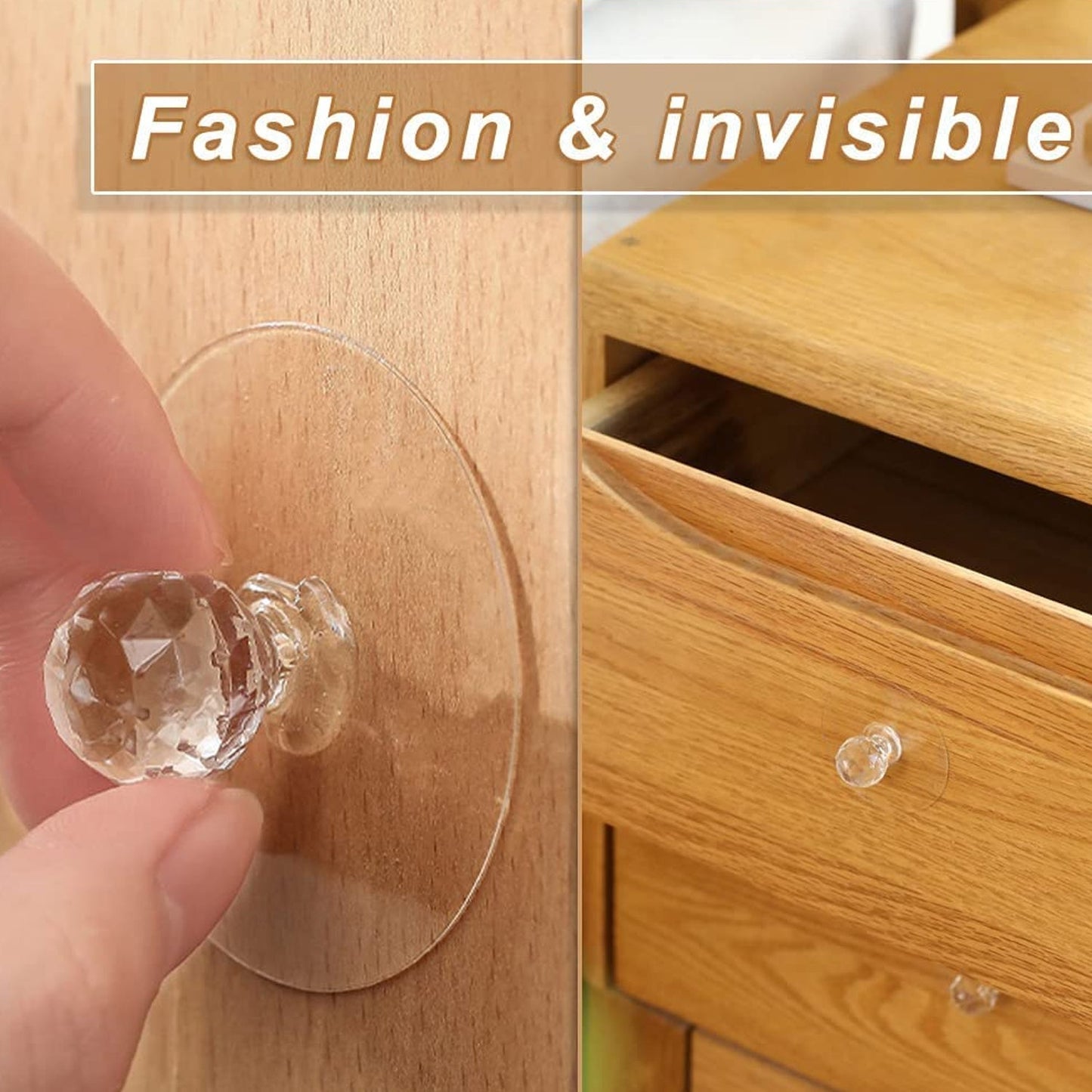 17798 Clear Cabinet Drawer Knobs / Hook, Diamond Crystal Shaped Pulls Handles for Wardrobe, Kitchen, Cupboard, Bathroom Dresser, Furniture Door Window (1 Pc)