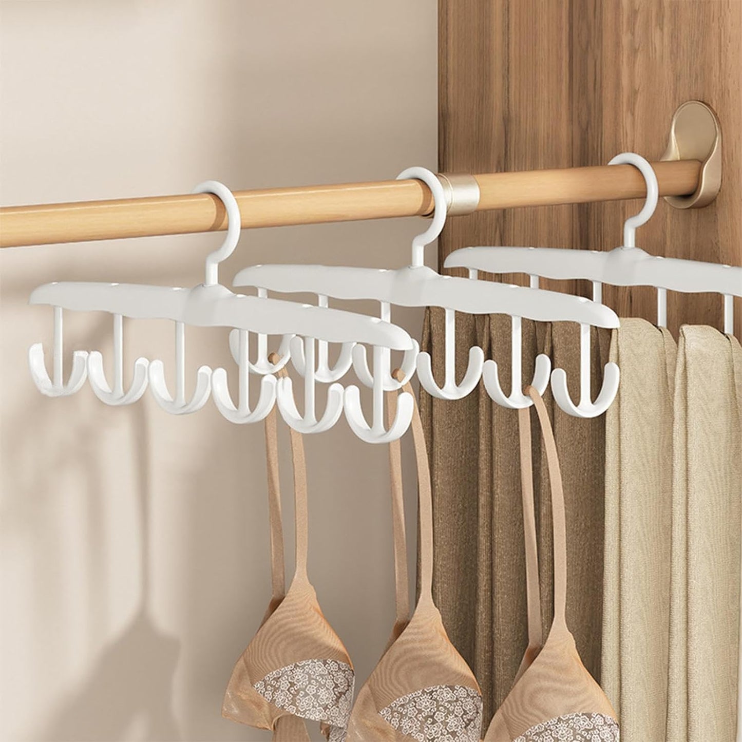 13948 Tank Top Hanger, 12-Hook Space Saving Hanger, Capacity Rotatable Wood Space Saving Hanger Closet Organizers and Storage for Dorm & Apartment for Tank Top