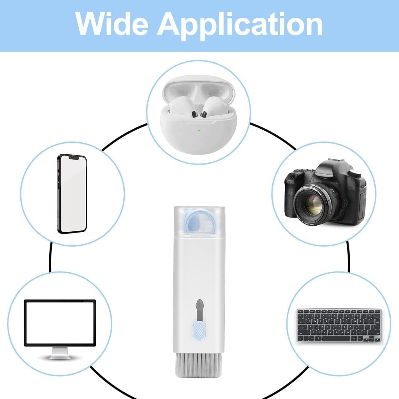 6462 7 in 1 Electronic Cleaner kit, Cleaning Kit for Monitor Keyboard Airpods, Screen Dust Brush Including Soft Sweep, Swipe, Airpod Cleaner Pen, Key Puller and Spray Bottle   02