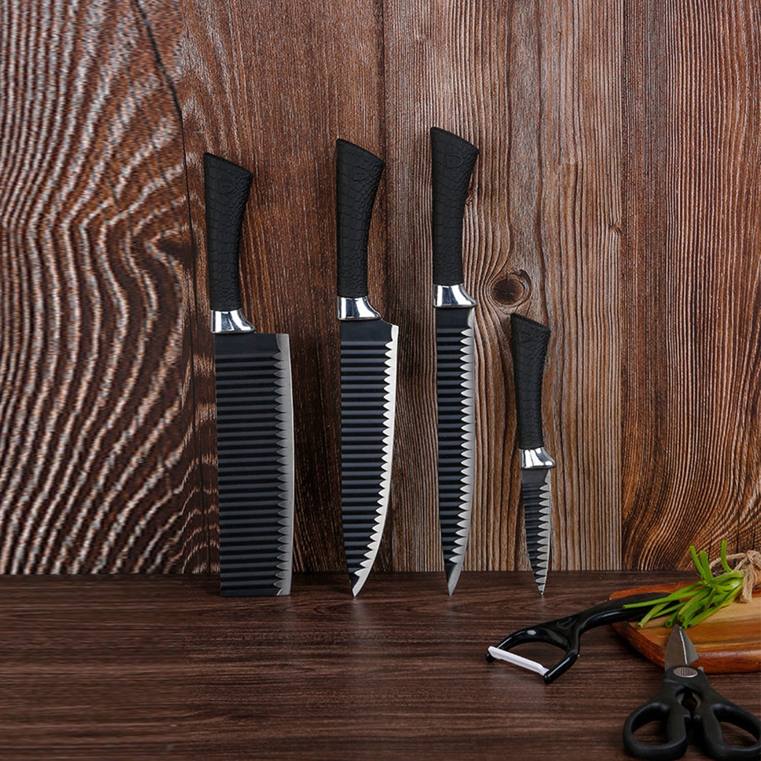 2285 Stainless Steel Knife Set With Chef Peeler And Scissor (6 Pieces) 