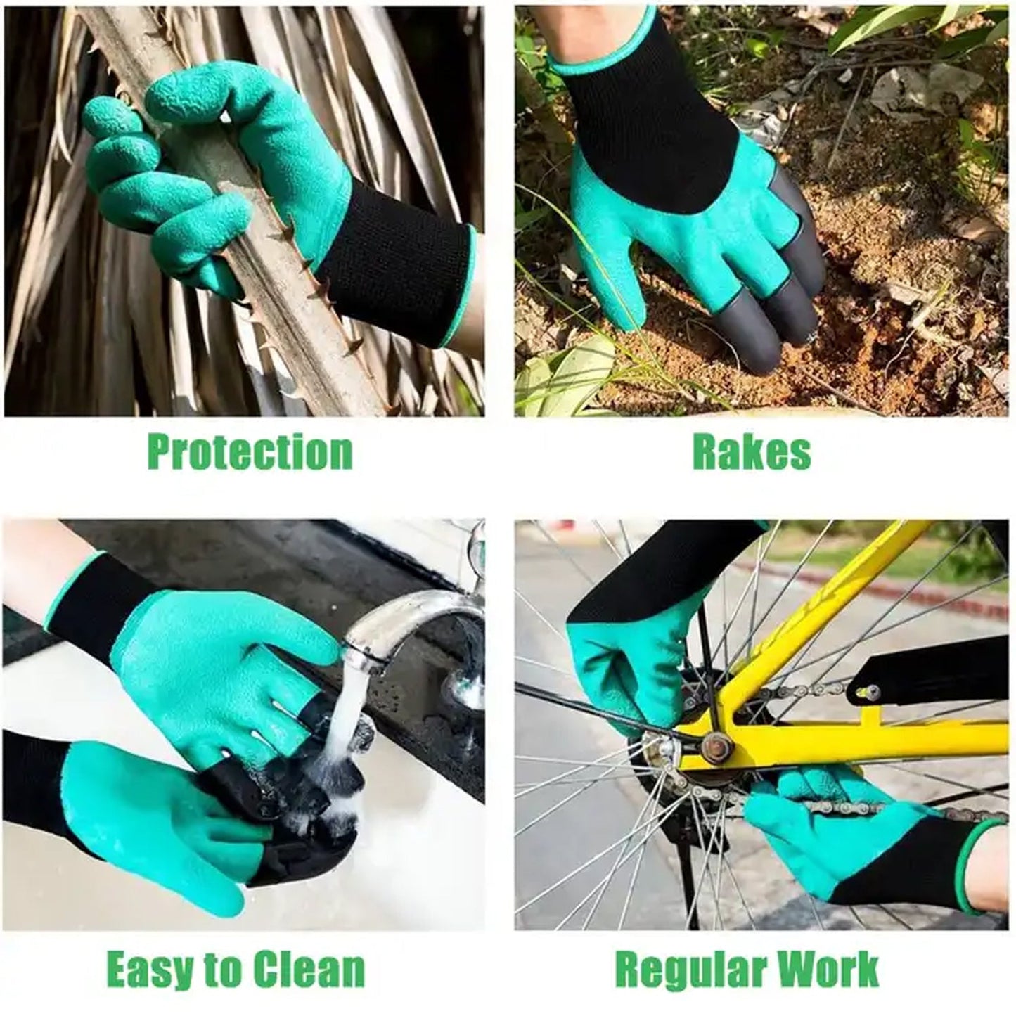 0719 Heavy Duty Garden Farming Gloves- ABC Plastic Washable With Hand Fingertips & ABS Claws For Digging & Planting, Gardening Tool for Home Pots Agriculture Industrial Farming work Men & Women (1 Pair / Mix Color)