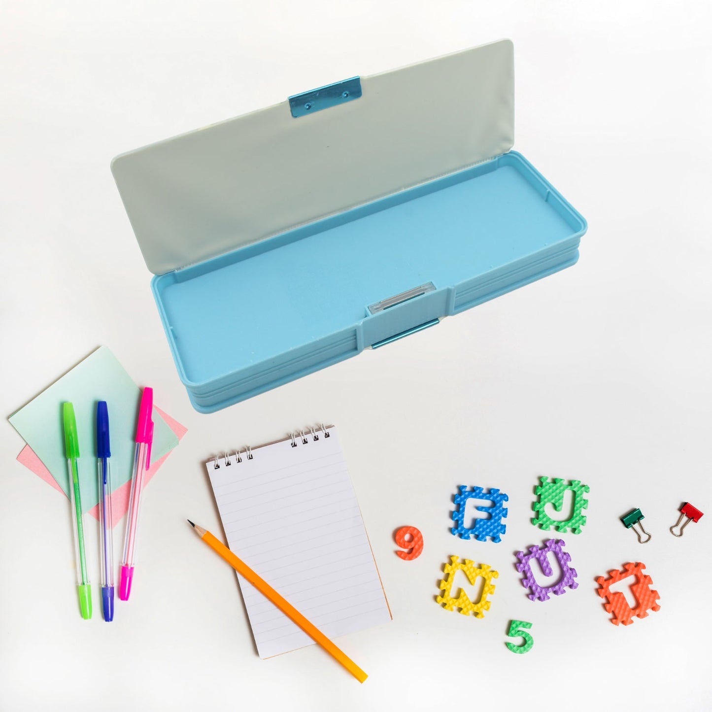 4257 Double Sided Magnetic Geometry Box, Pencil Box with Calculator for Boys Art Plastic Pencil Box  for Girls and Boys