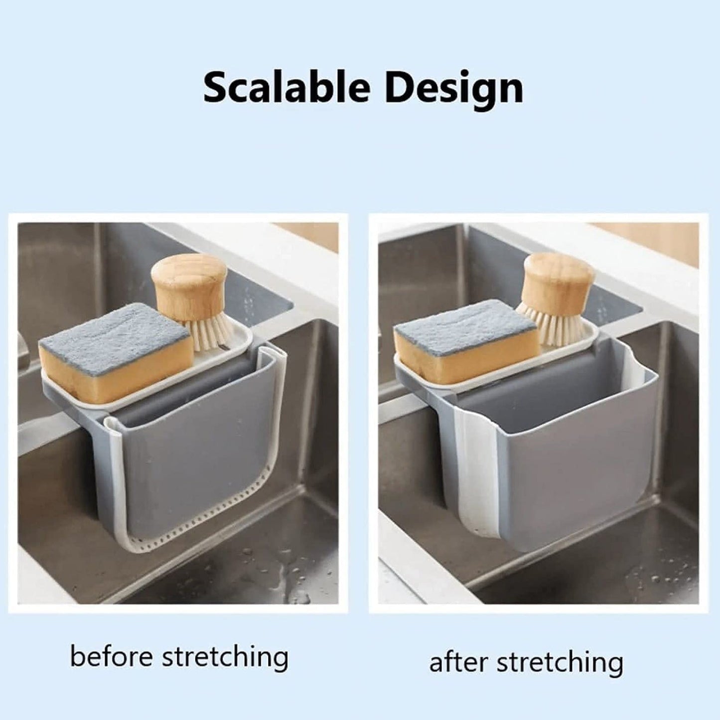 5856 Small Multifunction Sink Drain Basket - Universal & Foldable - Sink Trash Holder Sink Side Storage Drainer Strainer Basket, Foldable Kitchen Sink Drain Strainer for Food,Dish Drainer for Fruits, Vegetables