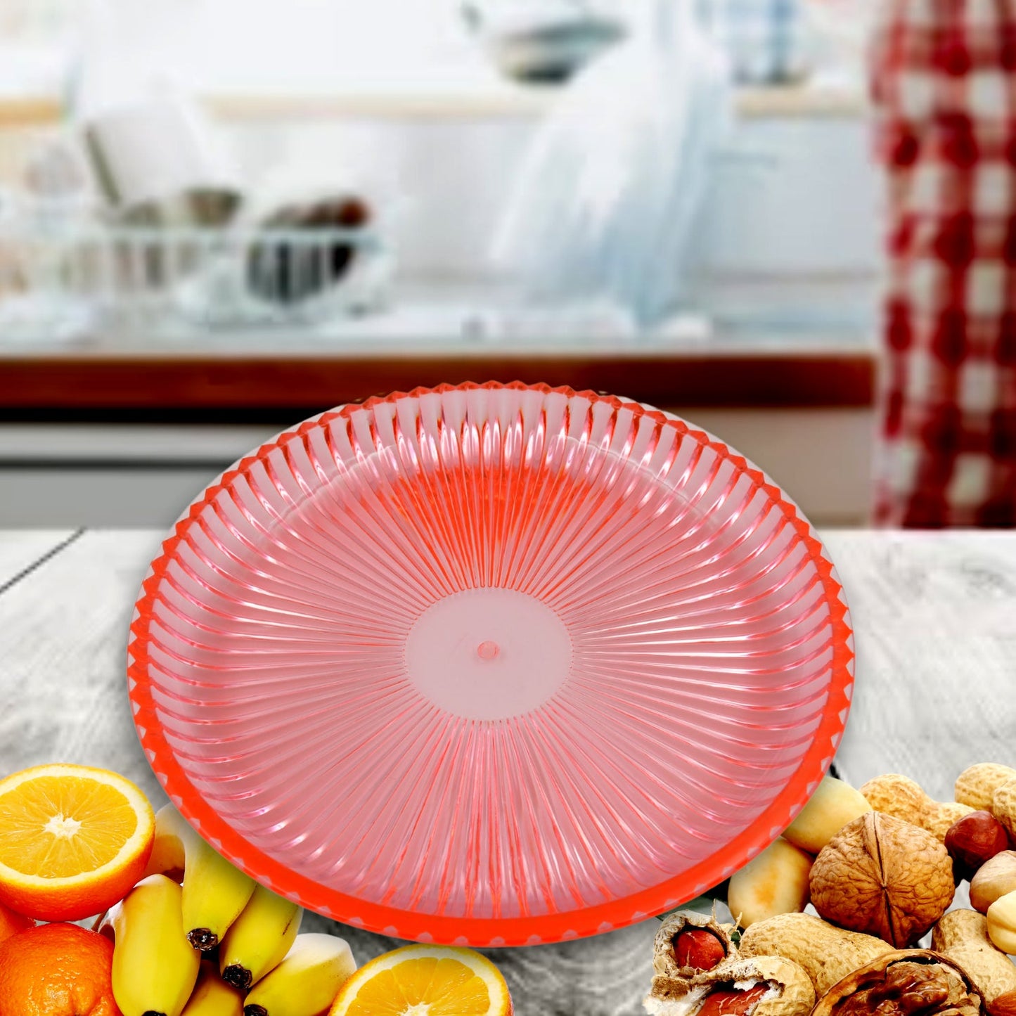 Round Plastic Dinner Plate  / Tray / Snacks / Breakfast Plate friendly Plastic Plate for Kids Party Supplies Birthday Holiday Party Dinnerware Supplies (1 Pc)