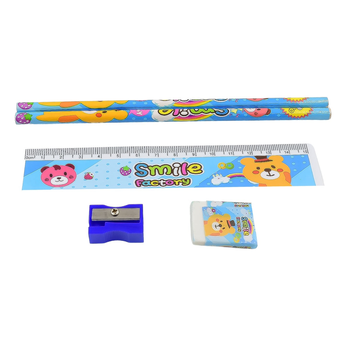 4580 Cartoon Wooden Pencil Set for Kids Boys Return Gifts Birthday Party Space Stationary Set Pencil Eraser Sharpener Combo Kit for Kids Boys (Mix Color / 1 Set)