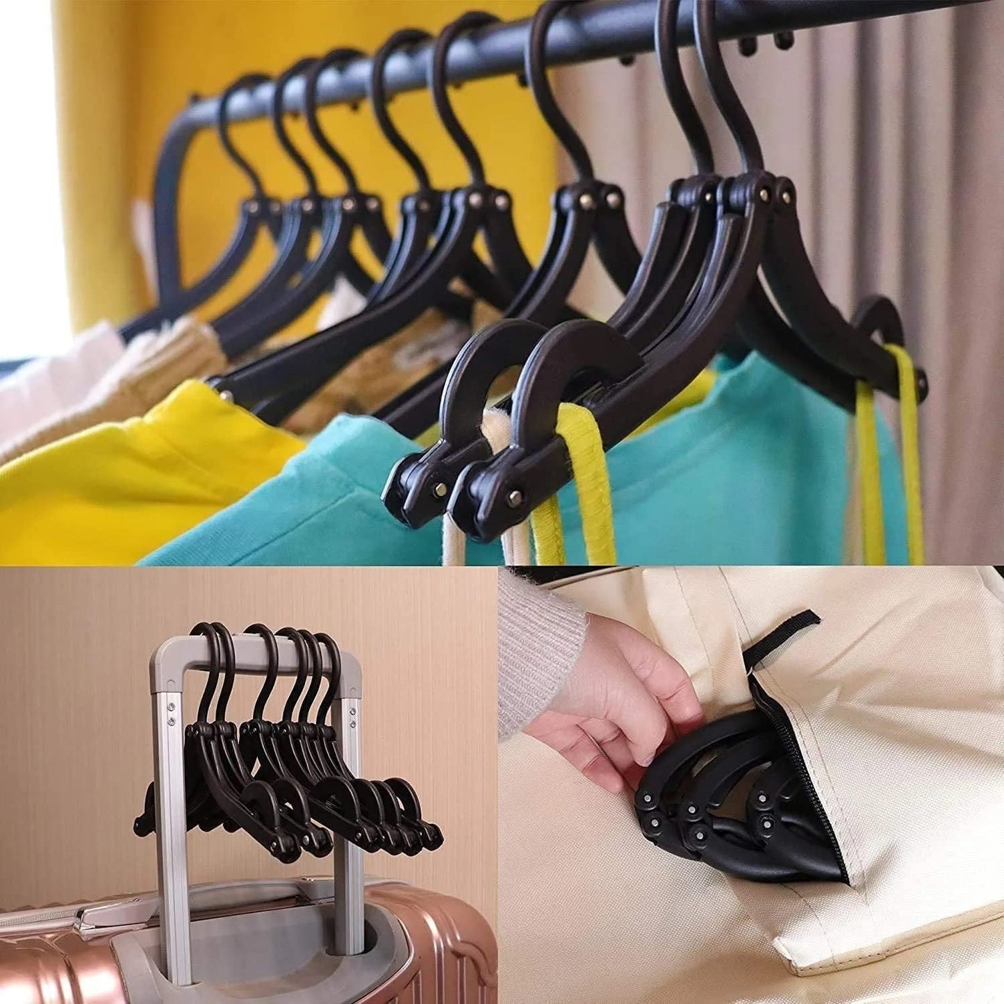 1432A Travel Hangers, Portable Folding Clothes Hangers for Scarves Suits Trousers Pants Shirts Socks Underwear Travel Home Foldable Clothes Drying Rack