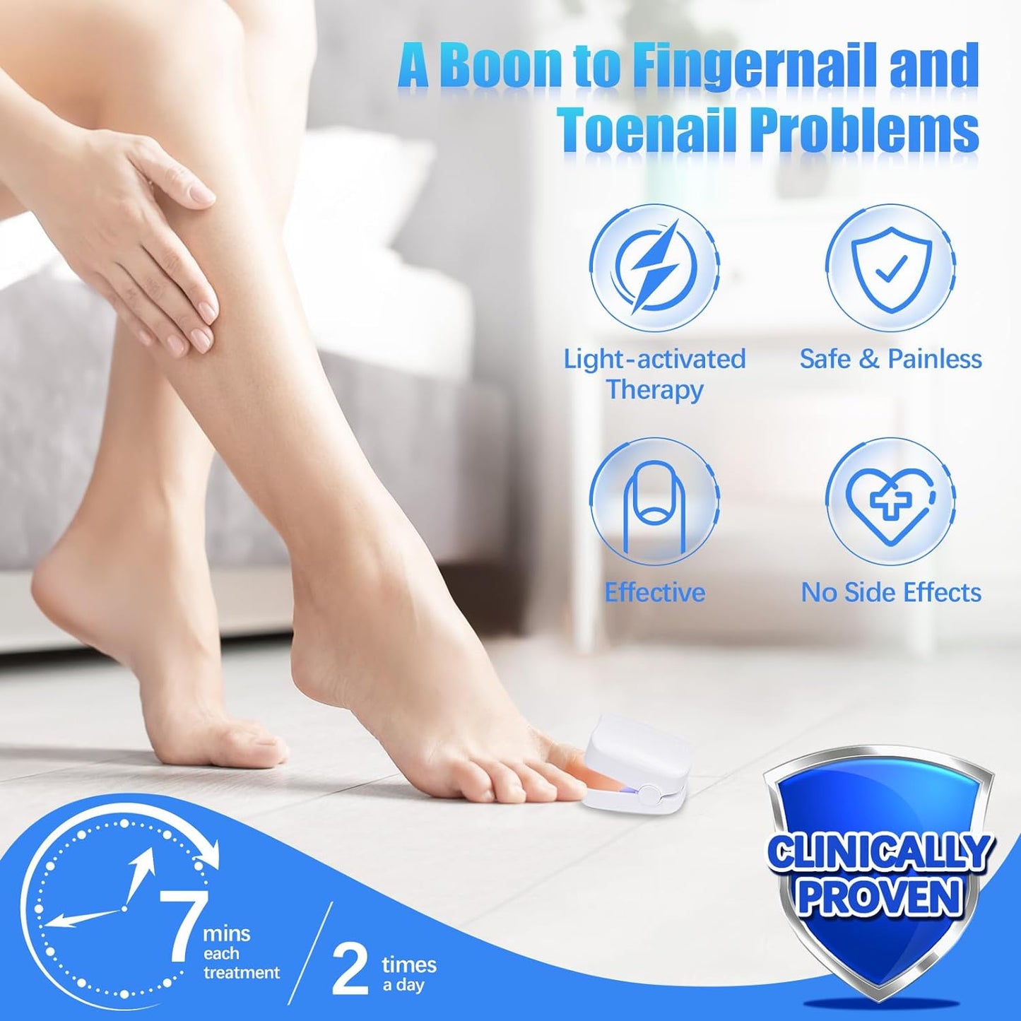 12915 Rechargeable Nail Fungus Treatment for Toenail, Toe Nail Fungal Treatment Nail Fungus Laser Device, Anti-Fungal Nail Treatment for Hand & Feet Infections Remover for Home Use