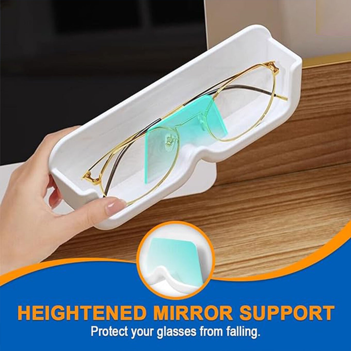 17823 Wall Mount Sunglass Organizer Simple Space Saving Glasses Storage Box Eyewear Stand Holder for Showcase Bedroom Apartment With 2 pc Double Sided Adhesive Sticker (2 Pcs Set)