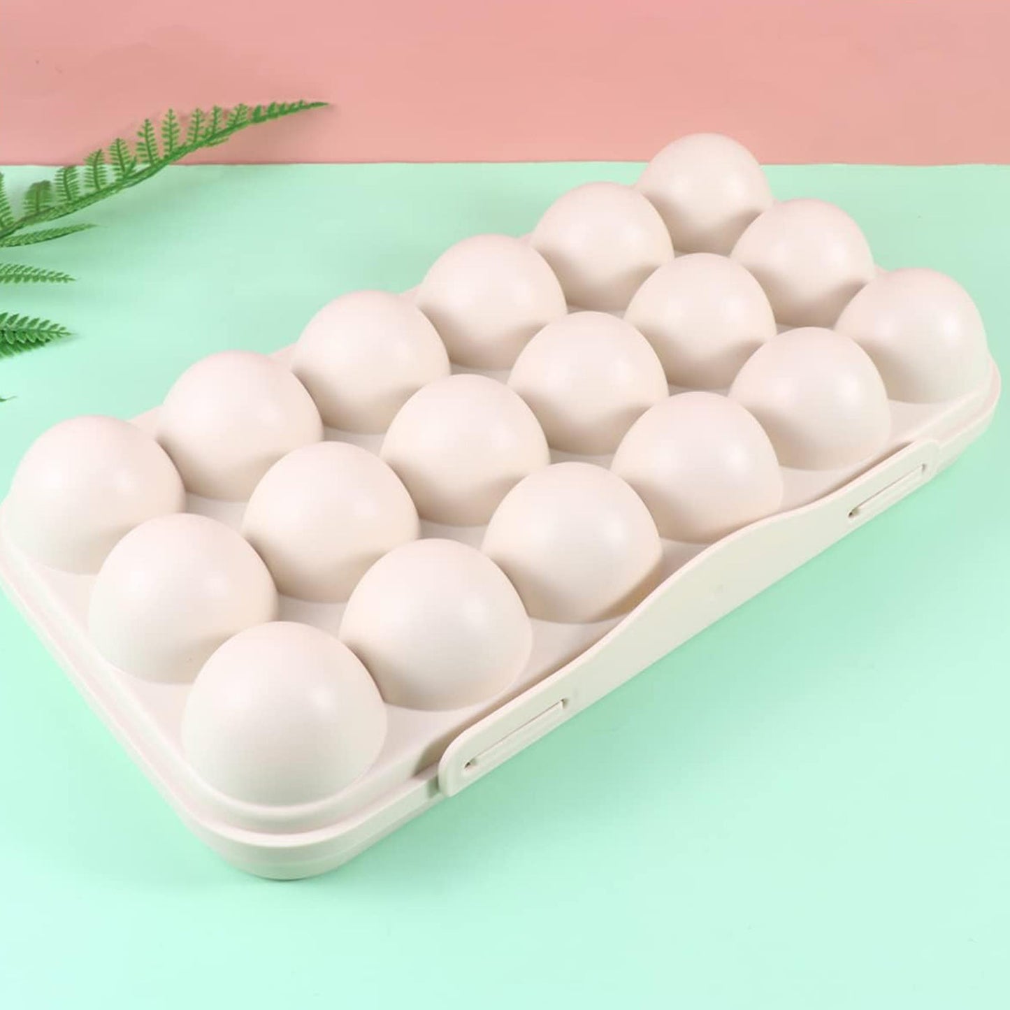 5727 18 Grid Egg Holder Storage, Shock-Proof Egg Container with Buckle, Egg Carrier, Egg Tray, Egg Shelter, Effective Full Seal, Egg House use for Fridge, Camping, Kitchen