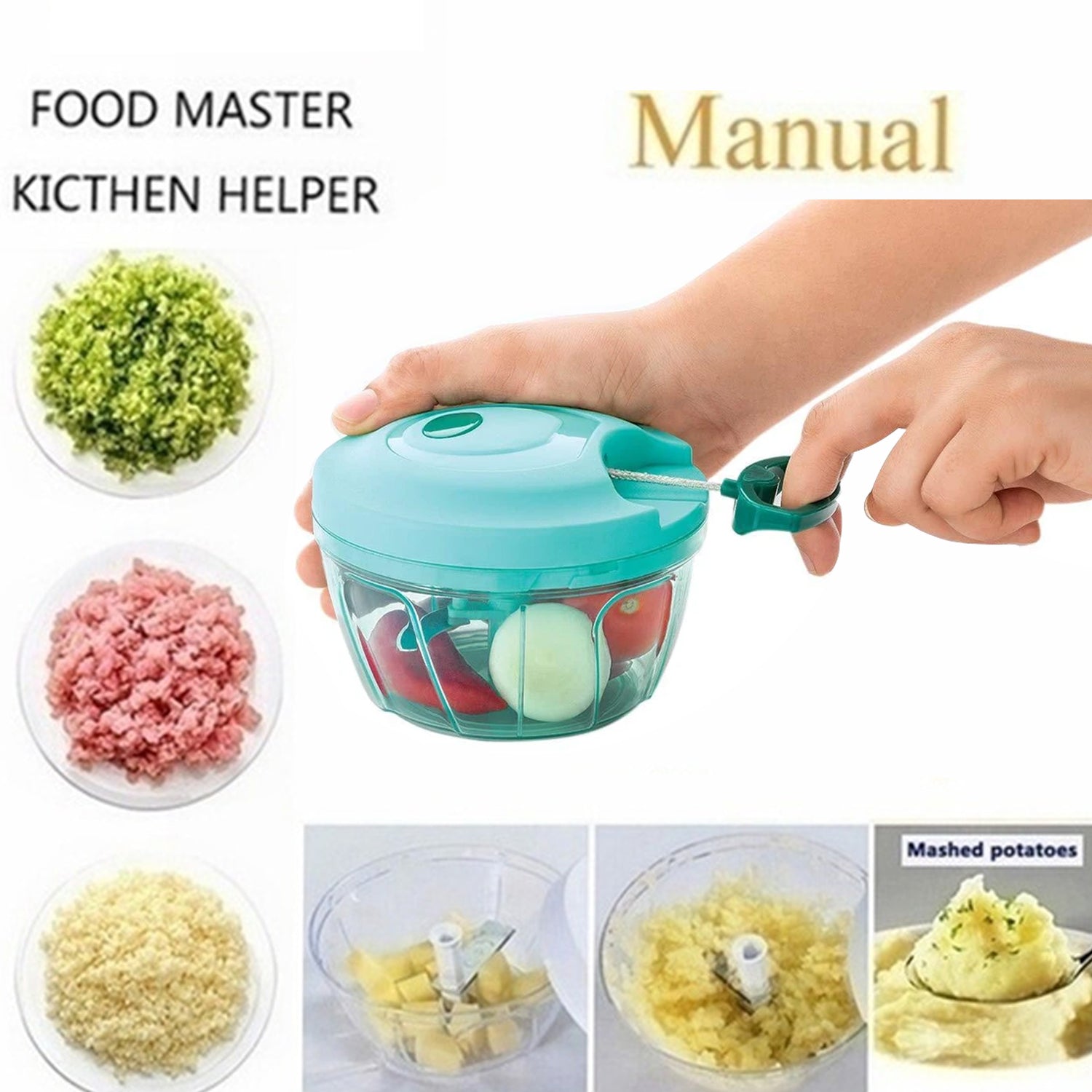 080 Manual Food Chopper, Compact & Powerful Hand Held Vegetable Chopper/Blender 