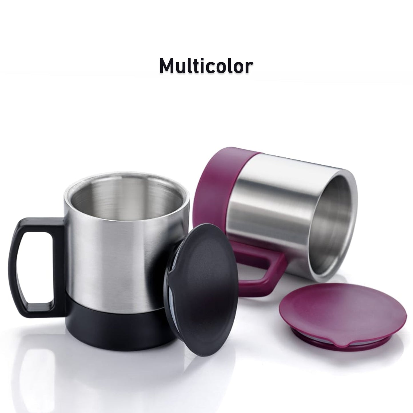 5565 Stainless Steel Coffee/Tea Cup, Stainless Steel Lid Cover Hot Coffee/Tea Mug Hot Insulated Double Wall Stainless Steel, Coffee and Milk Cup with Lid & Handle Easy To Carry - Coffee Cup (1 Pc)