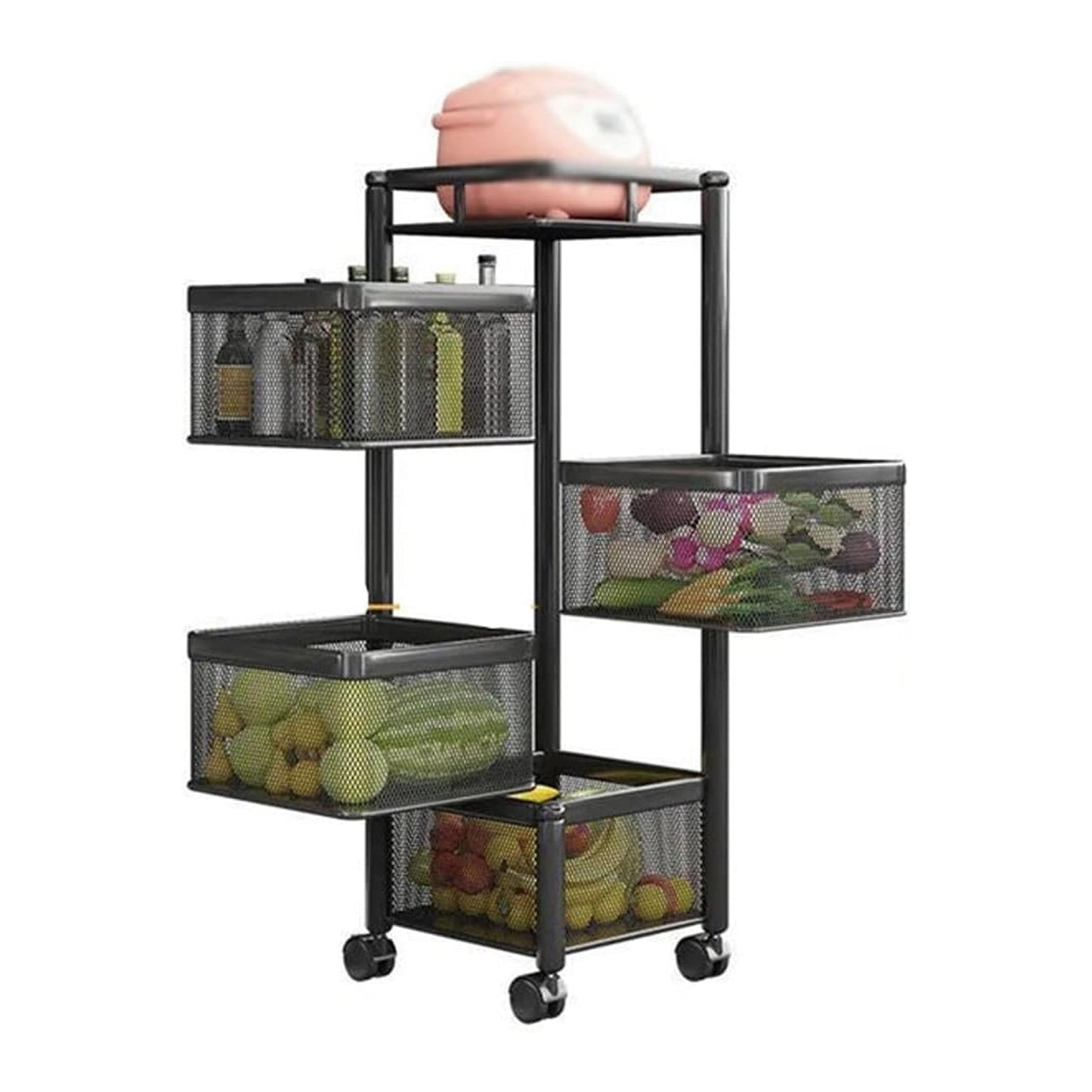 Metal High Quality Kitchen Trolley Kitchen Organizer Items and Kitchen Accessories Items for Kitchen Rack Square Design for Fruits & Vegetable Onion Storage Kitchen Trolley with Wheels (4 Layer / 3 Layer)