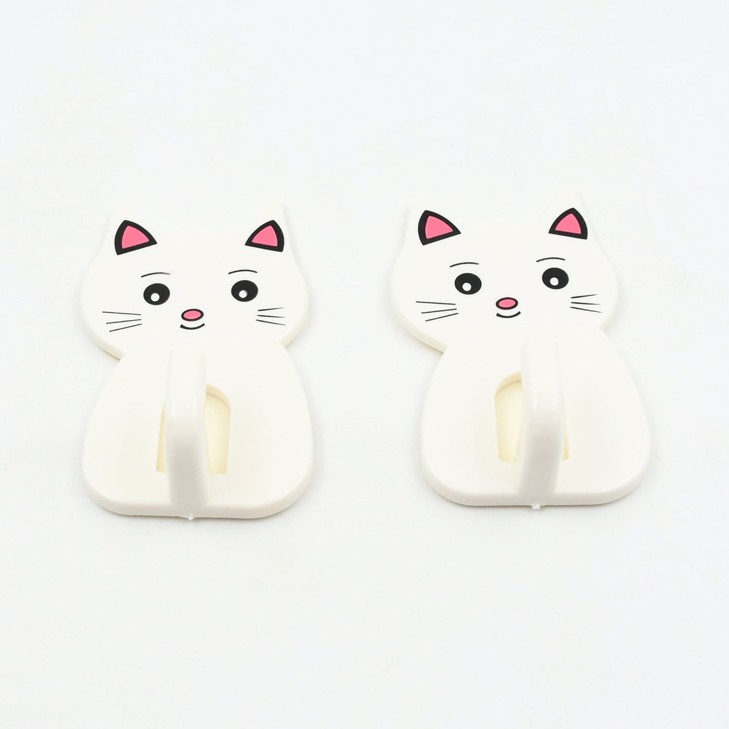 17616 Cute Cat Wall Mounted Hook, Heavy&nbsp;Duty Hook, Sticky Hook Household, For Home, All Type Wall Use Hook, Suitable for Bathroom, Kitchen, Office (2 Pc Set)