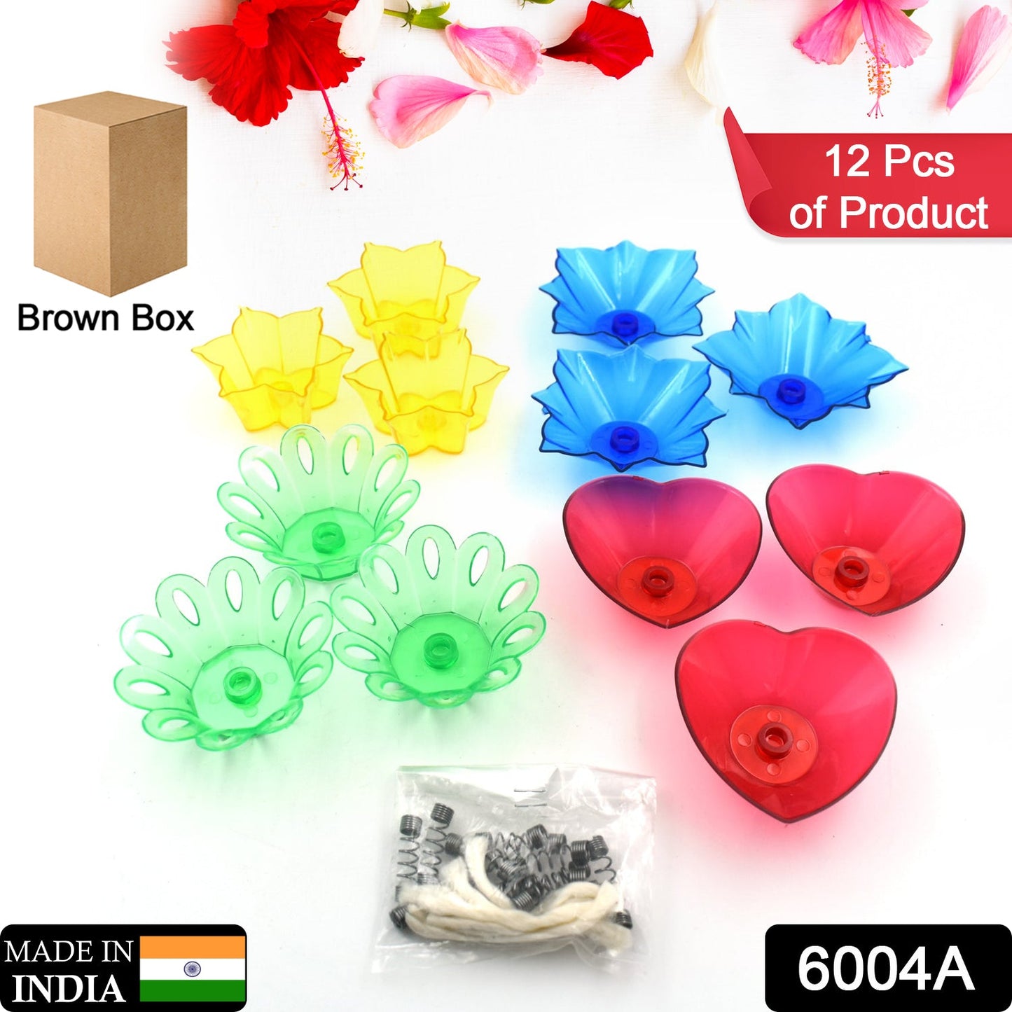 6004A Candle Cup with Multi Shape  (Multicolor) (12 Pcs Set)