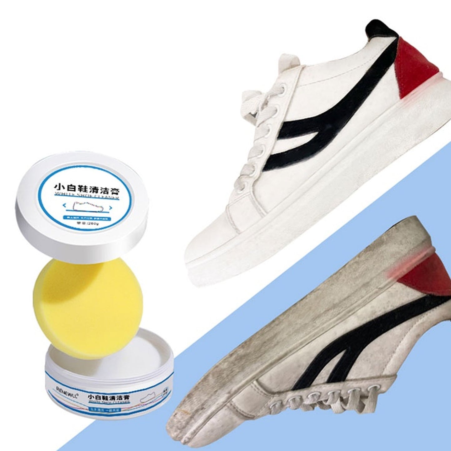 17733 Stain Remover Cleansing Cream for Shoe Polish Sneaker Cleaning Kit Shoe Eraser Stain Remover White Rubber Sole Shoe Cleaner White Shoe Cleaning Cream Stain Remover (260 Gm)