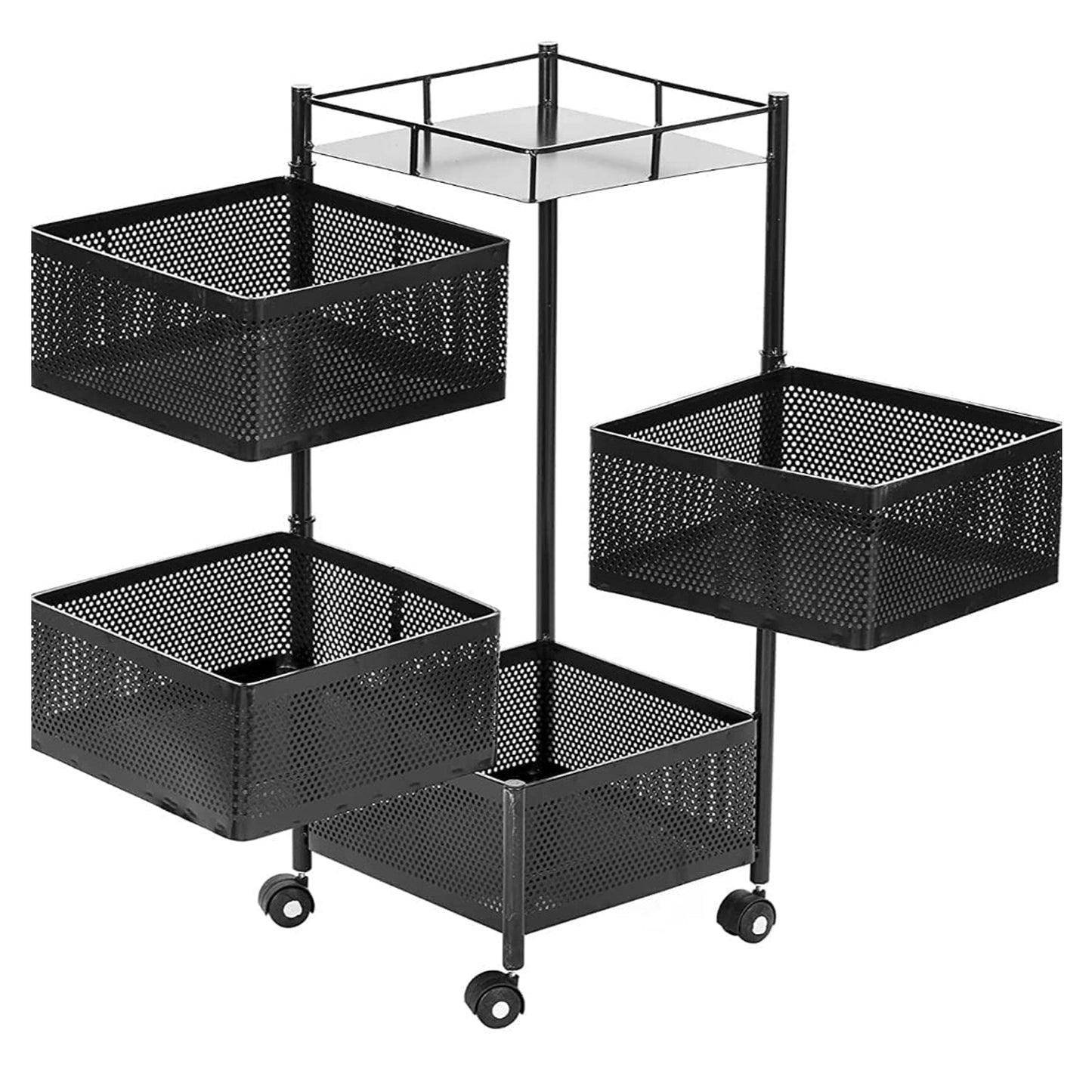 Metal High Quality Kitchen Trolley Kitchen Organizer Items and Kitchen Accessories Items for Kitchen Rack Square Design for Fruits & Vegetable Onion Storage Kitchen Trolley with Wheels (4 Layer / 3 Layer)