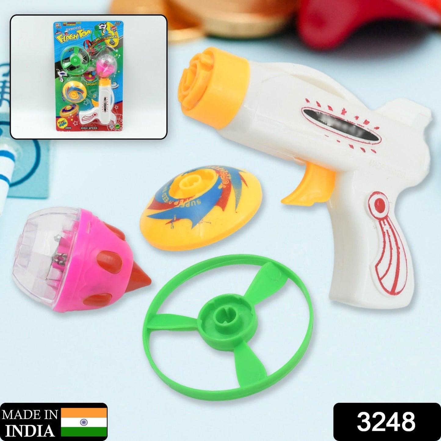 3248 Flash & Sound Super Speed Spinner Gun Set for Kids (Battery Not Included / 1 Pc )