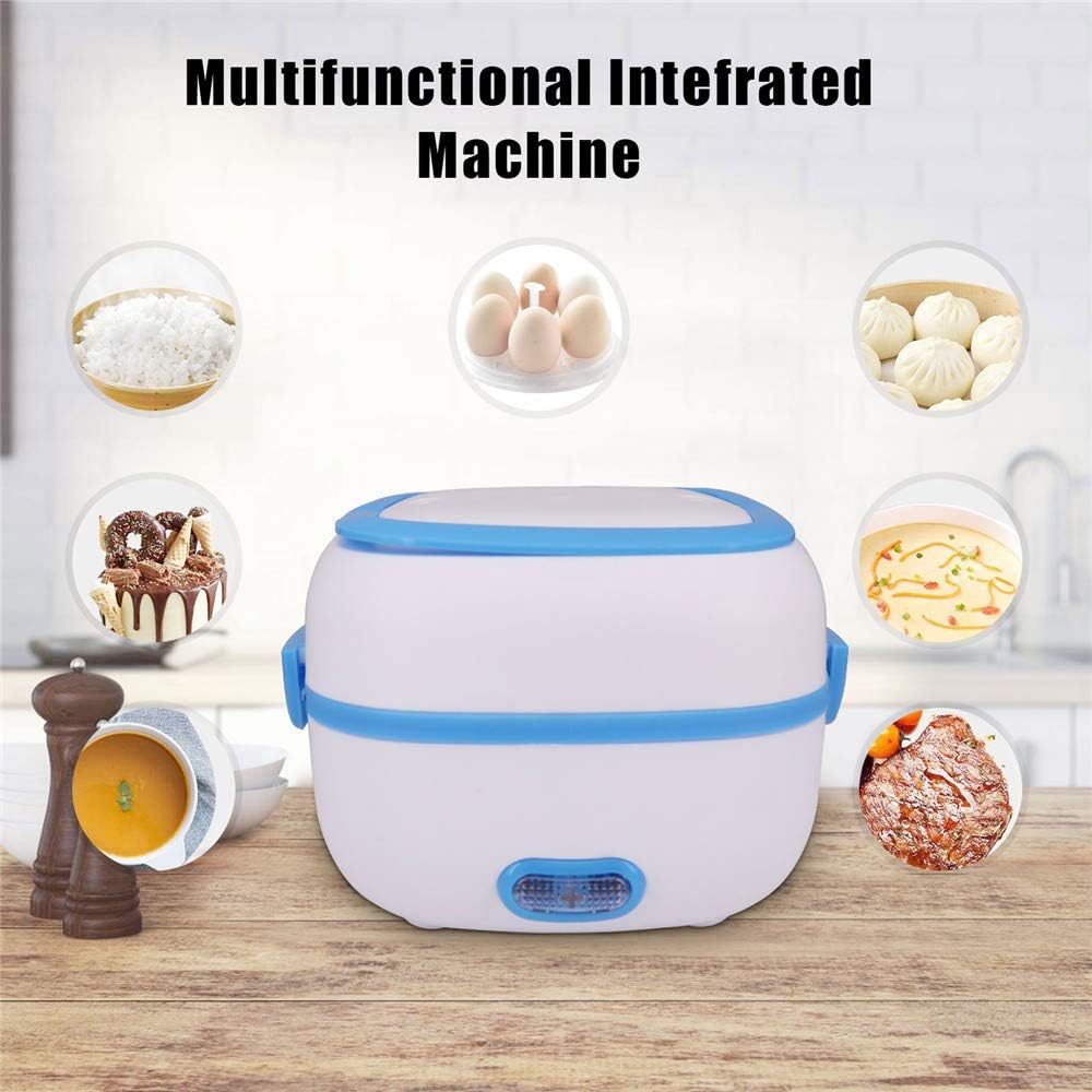 10027 Electric Lunch Box Portable Food Warmer Food Heating Lunch Box Removable Food-Grade Stainless Steel Compartments, 220V 200W, for Car, Truck, office 