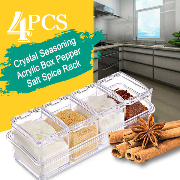 2444 Crystal Seasoning Acrylic Box Pepper Salt Spice Rack 