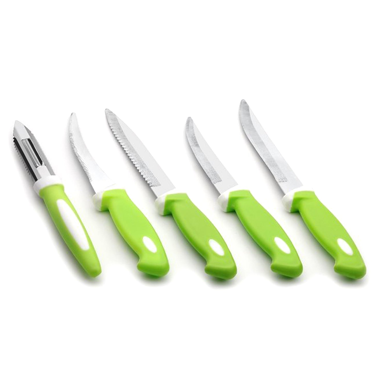 2211 Stainless Steel Knife & Peeler Set with Stand - 6 Pcs 