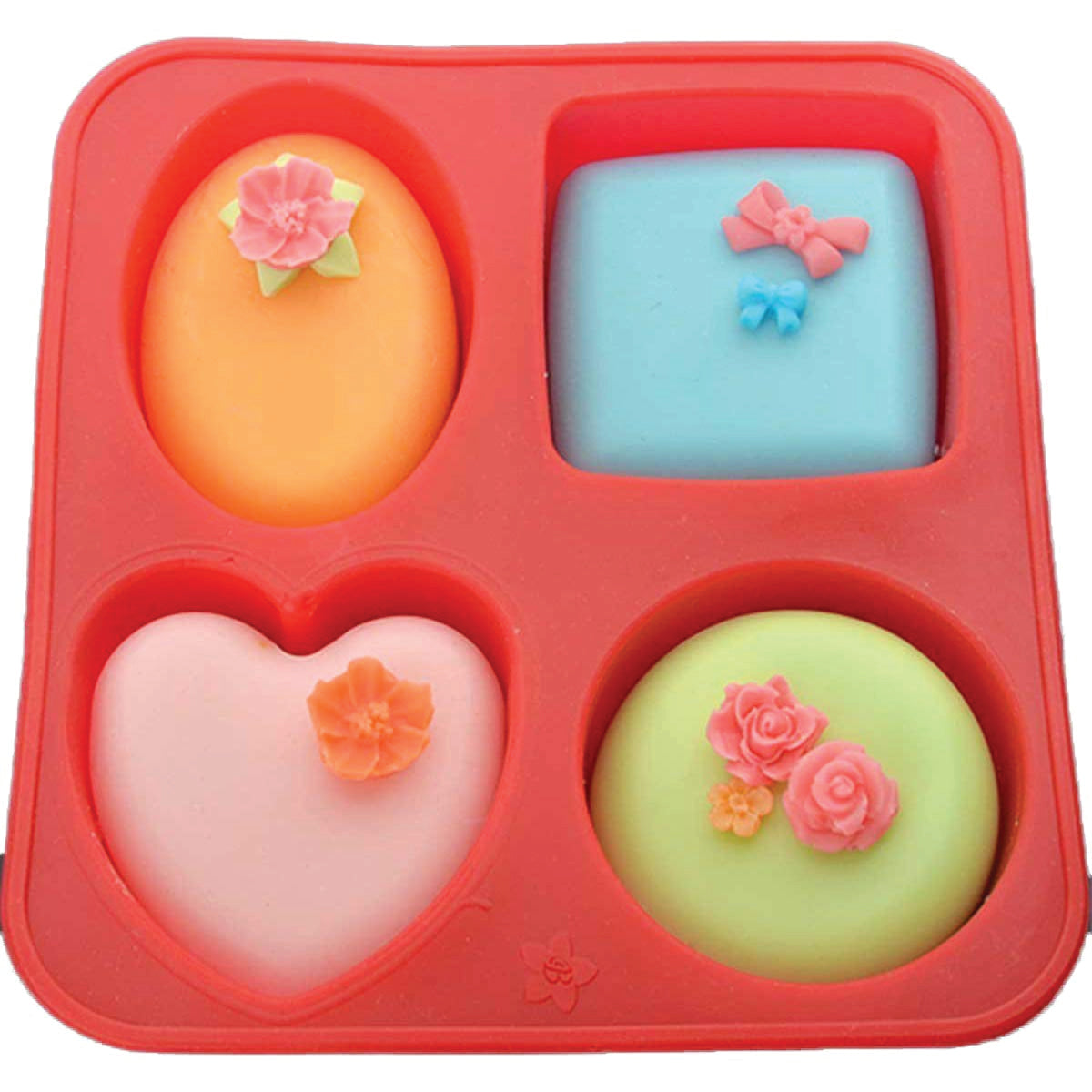 0773 Silicone Circle, Square, Oval and Heart Shape Soap And Mini Cake Making Mould 