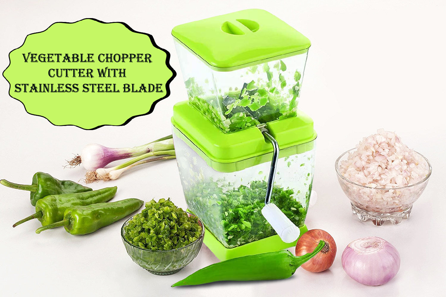 2428 Plastic Vegetable Chopper Cutter with Stainless Steel Blade 