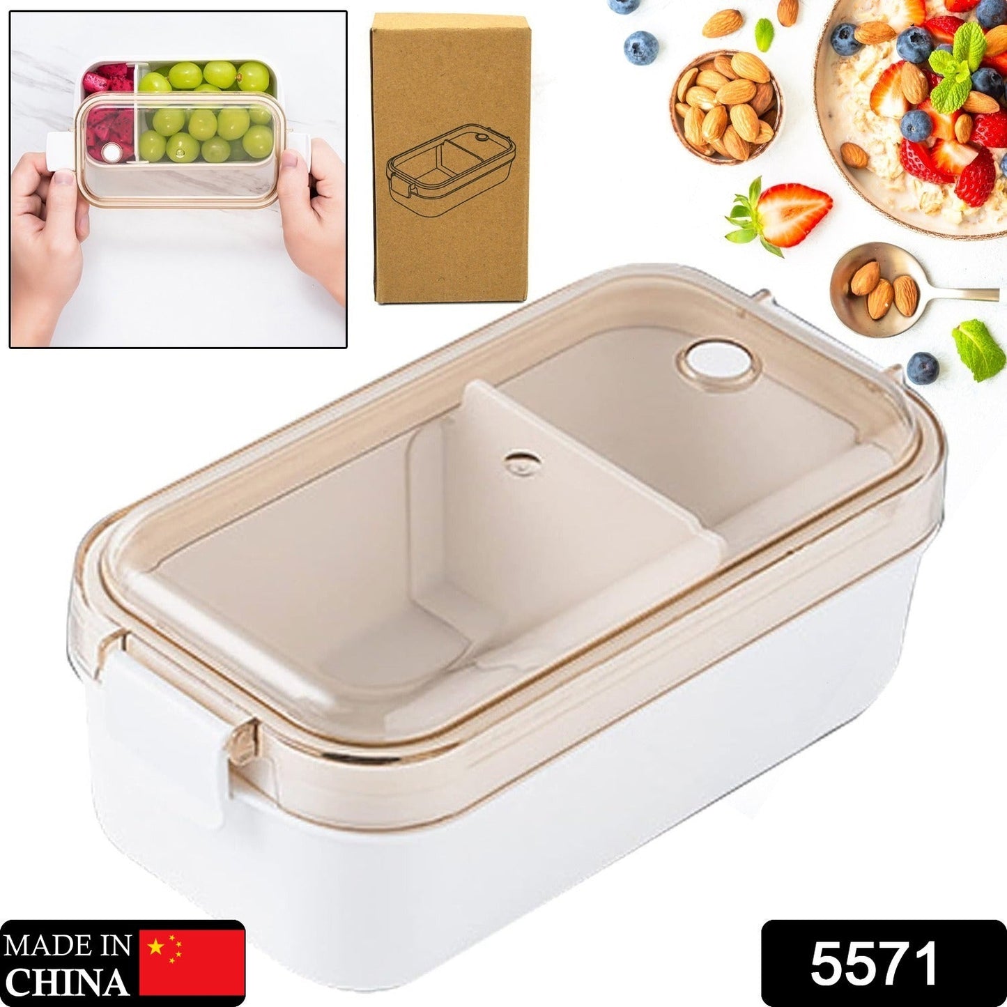 5571 Food Fresh-Keeping Box with Lid for Veggie Fruit Salad Glass Food Storage Containers for Solid Food Soups and Sauces, Leak-Proof Portable Lunch Box, Microwave, Oven, Freezer, Dishwasher