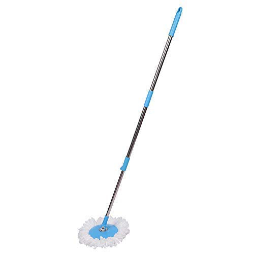 1530 Heavy Duty Microfiber Spin Mop with Plastic Bucket & Rotating Steel Pole Head 