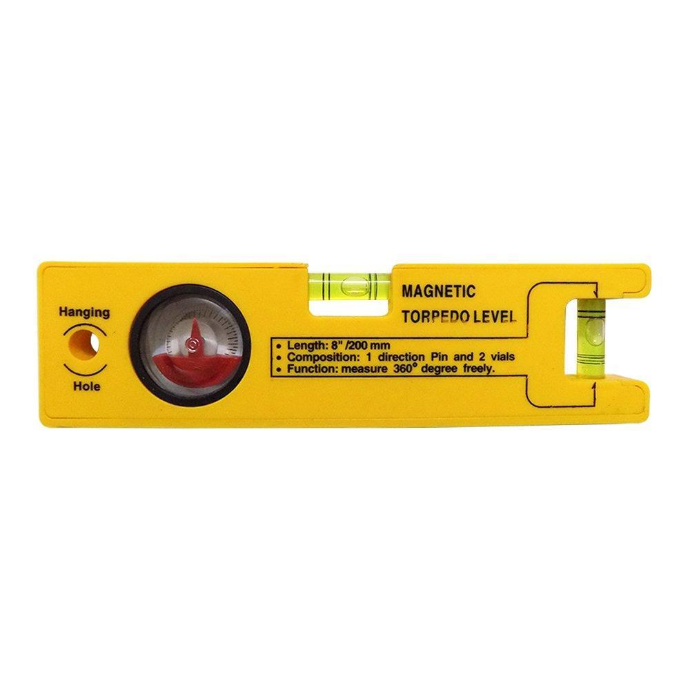 0429 8-inch Magnetic Torpedo Level with 1 Direction Pin, 2 Vials and 360 Degree View