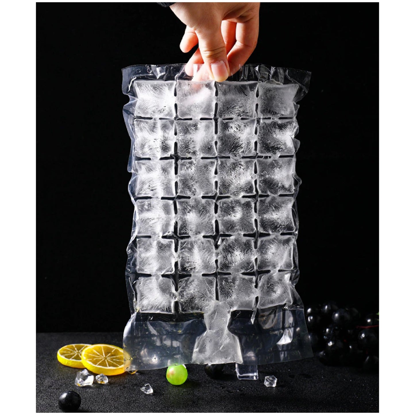 2905 Disposable Ice Cube Bags, Stackable Easy Release Ice Cube Mold Trays Self-Seal Freezing Maker,Cold Ice Pack Cooler Bag for Cocktail Food Wine