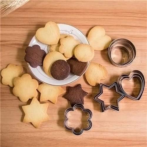 0813 Cookie Cutter Stainless Steel Cookie Cutter with Shape Heart Round Star and Flower (12 Pieces) 