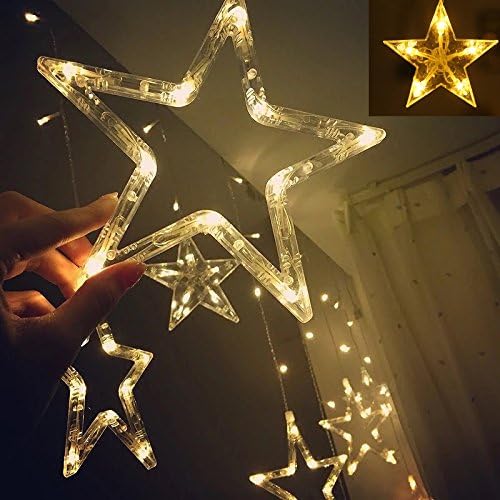 3385 12 Stars LED Curtain String Lights with 8 Flashing Modes for Home Decoration, Diwali & Wedding LED Christmas Light Indoor and Outdoor Light ,Festival Decoration  (Warm White)