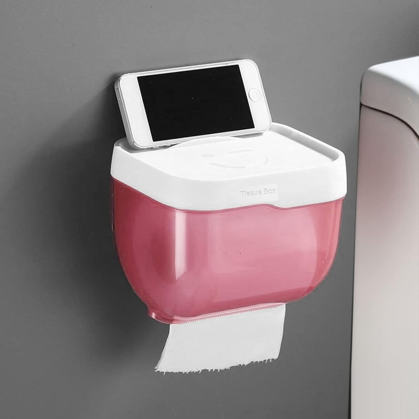 2-in-1 Bathroom Tissue Dispenser & Phone Holder (Self-Adhesive, Waterproof)