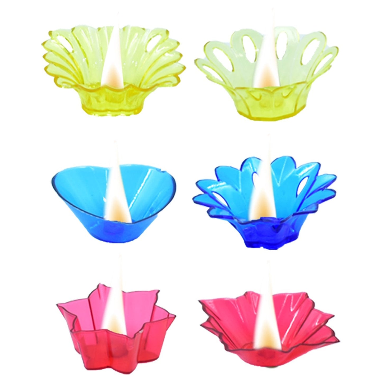 6004 Plastic Candle Cup with Multi Shape Diwali Diya Cup (Multicolor) (12 Pcs Set)