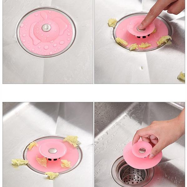 1163 Creative 2-in-1 Silicone Sewer Sink Sealer Cover Drainer (multicolour) 