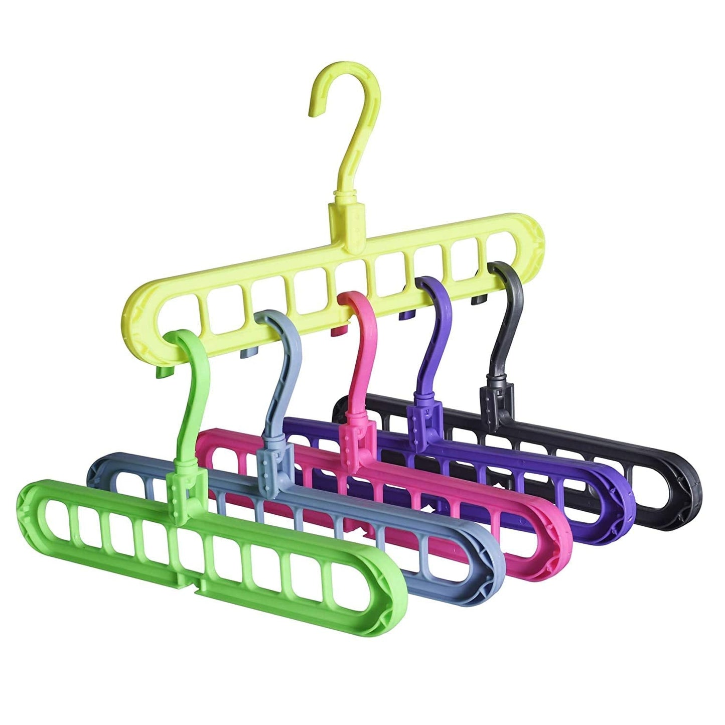 1553 Anti-Skid Plastic 9-Holes Magic Wardrobe Folding Hangers 