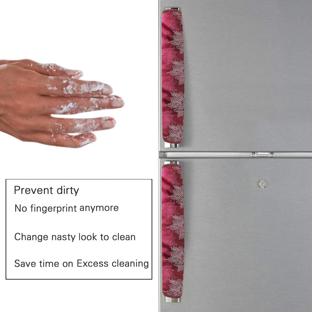 4928  Fridge Cover Handle Cover Polyester High Material Cover For All Fridge Handle Use ( Set Of 2 Pcs ) Multi Design