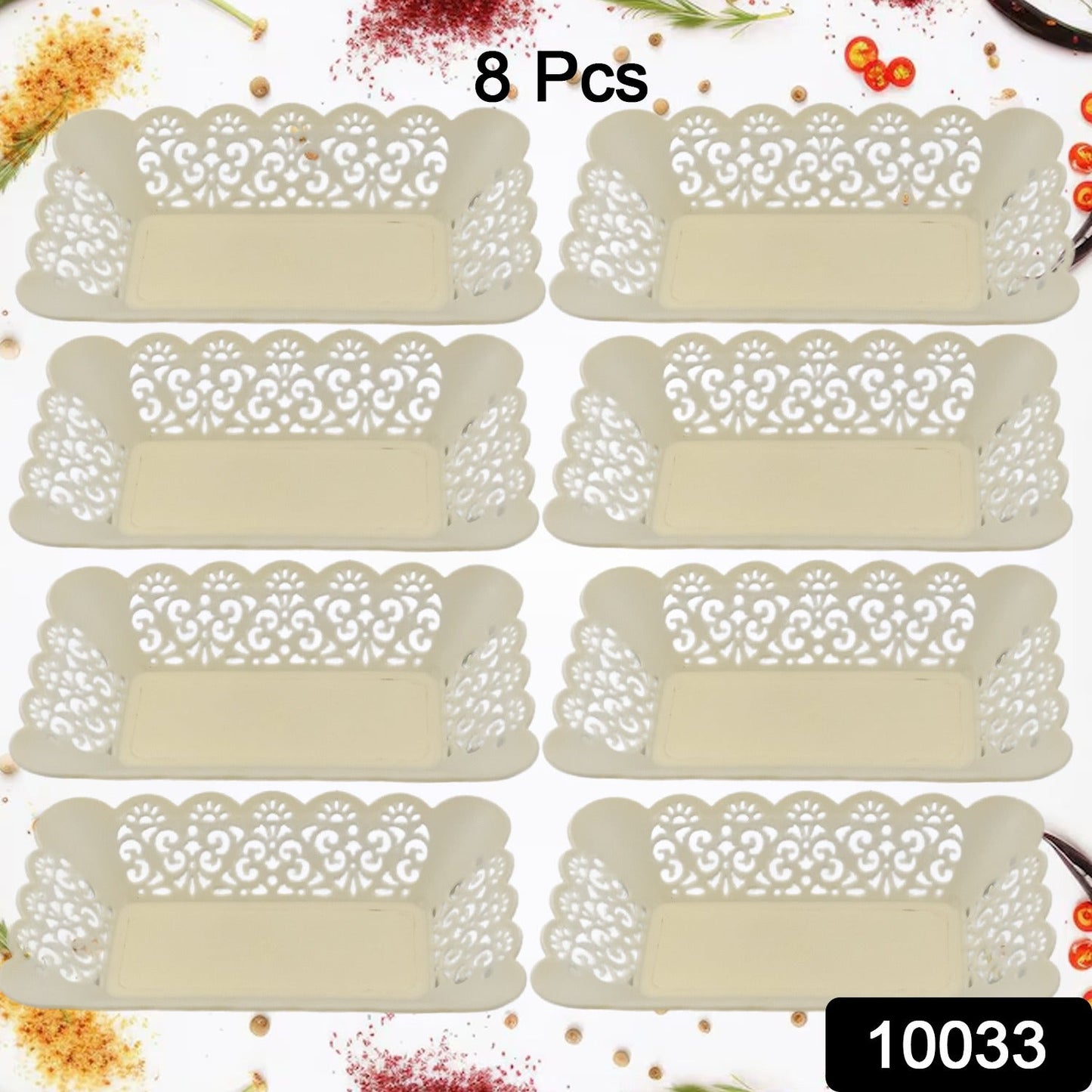 10033 Rectangle Plastic Dinner Plate Snacks / Breakfast, Restaurant Serving Trays Home School Coffee Hotel Kitchen Office (8 Pcs Set)