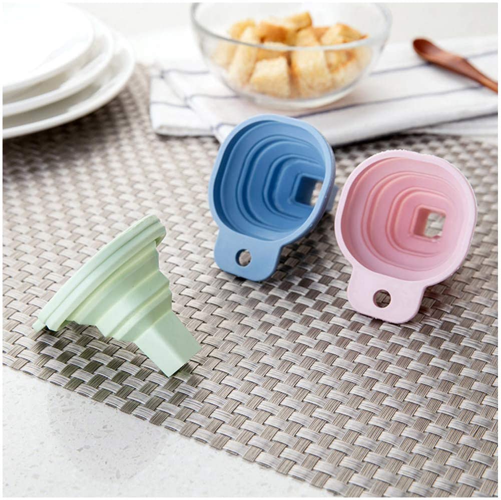 0828 Flexible Silicone Foldable Kitchen Funnel for Liquid/Powder Transfer Hopper Food (Small) 