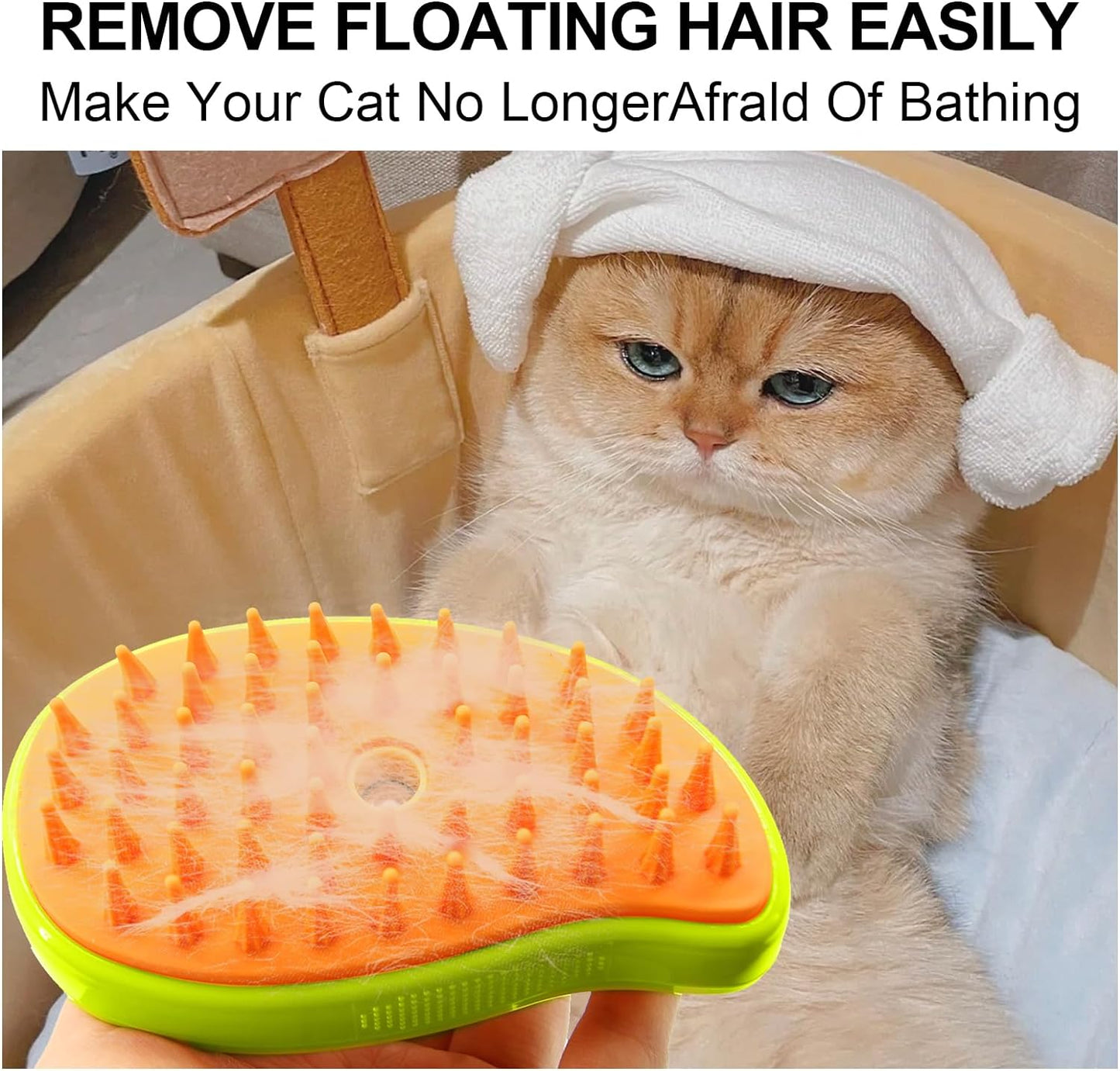 12918 3 In1 Cat Steamy Brush, Self Cleaning Steam Cat Brush Cat Steamer Brush for Massage Cat Grooming Brush Pet Hair Removal Comb for Cat and Dog, for Removing Tangled and Loose Hair