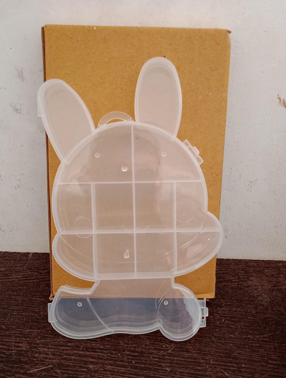 6557 Transparent Cartoon Bear Clear Plastic Storage Box Jewelry Organizer Holder Cabinets For Small objects (1 Pc Mix Color)